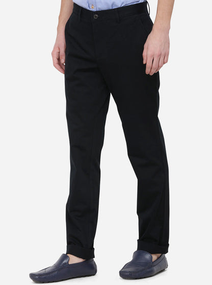 Dark Blue Solid Uno Fit Casual Trouser | JadeBlue Sport