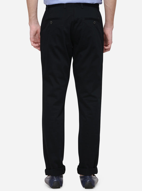 Dark Blue Solid Uno Fit Casual Trouser | JadeBlue Sport