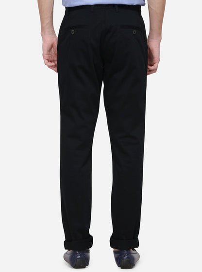 Dark Blue Solid Uno Fit Casual Trouser | JadeBlue Sport