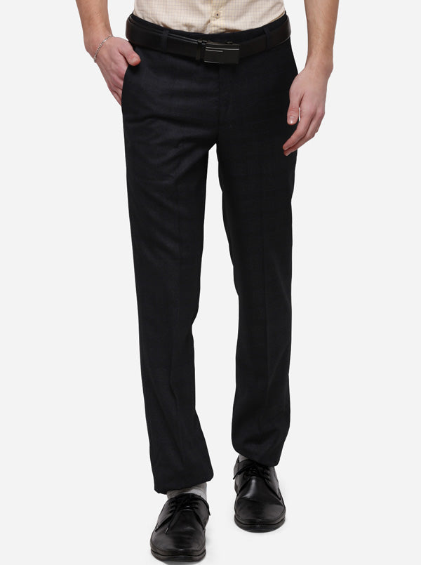Grey Checked Slim Fit Formal Trouser | Metal