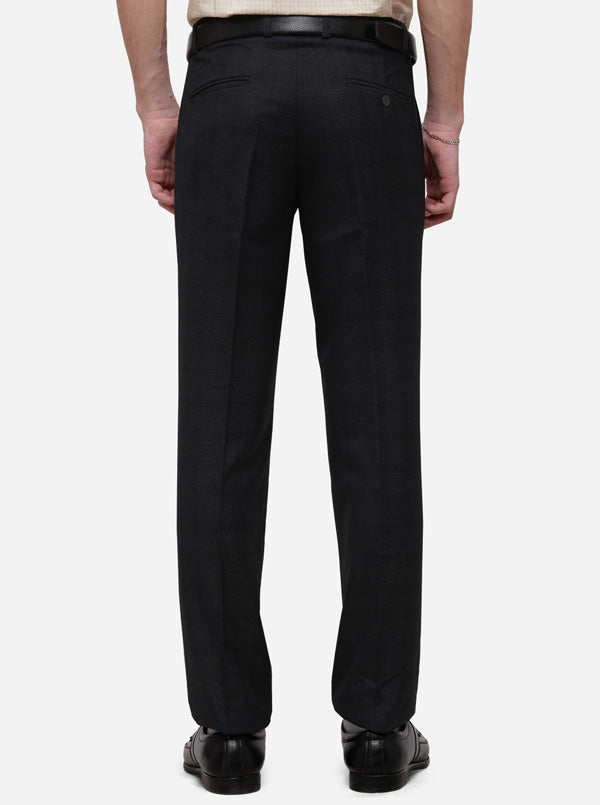 Grey Checked Slim Fit Formal Trouser | Metal