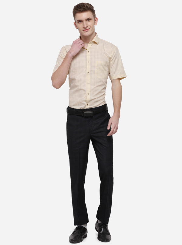 Grey Checked Slim Fit Formal Trouser | Metal