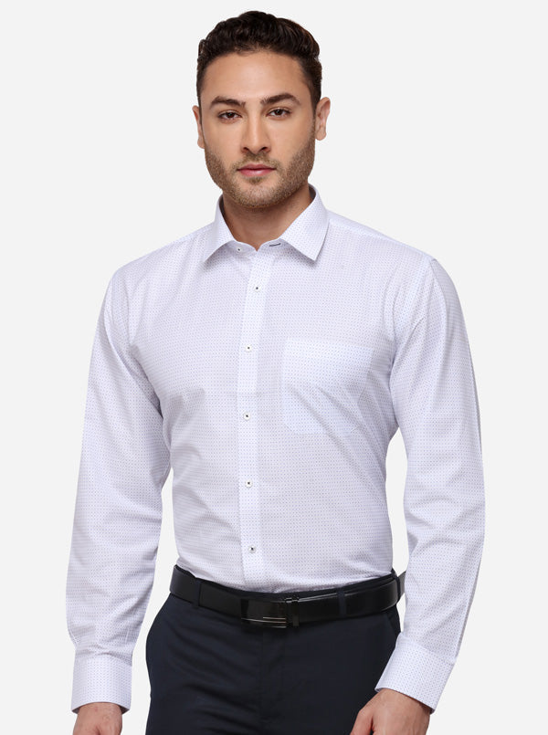 White Printed Regular Fit Formal Shirt | Greenfibre