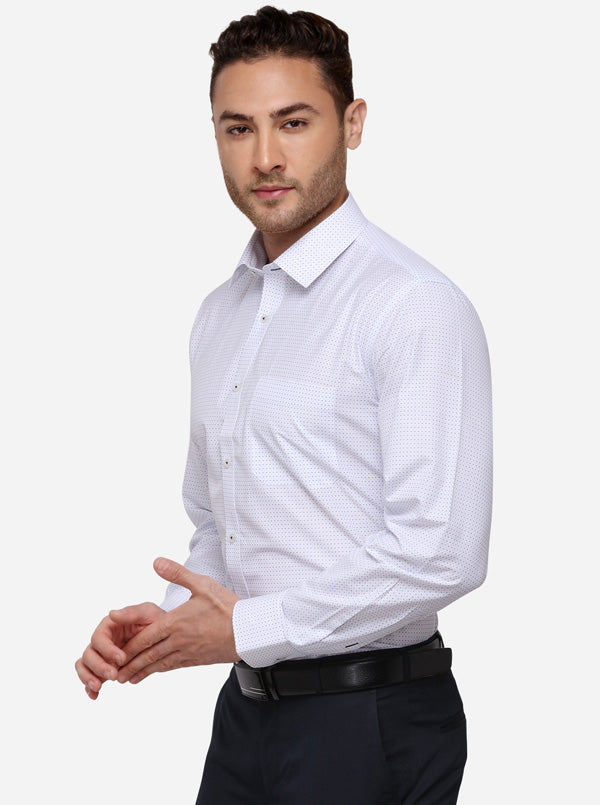 White Printed Regular Fit Formal Shirt | Greenfibre