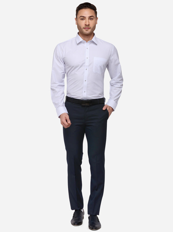 White Printed Regular Fit Formal Shirt | Greenfibre