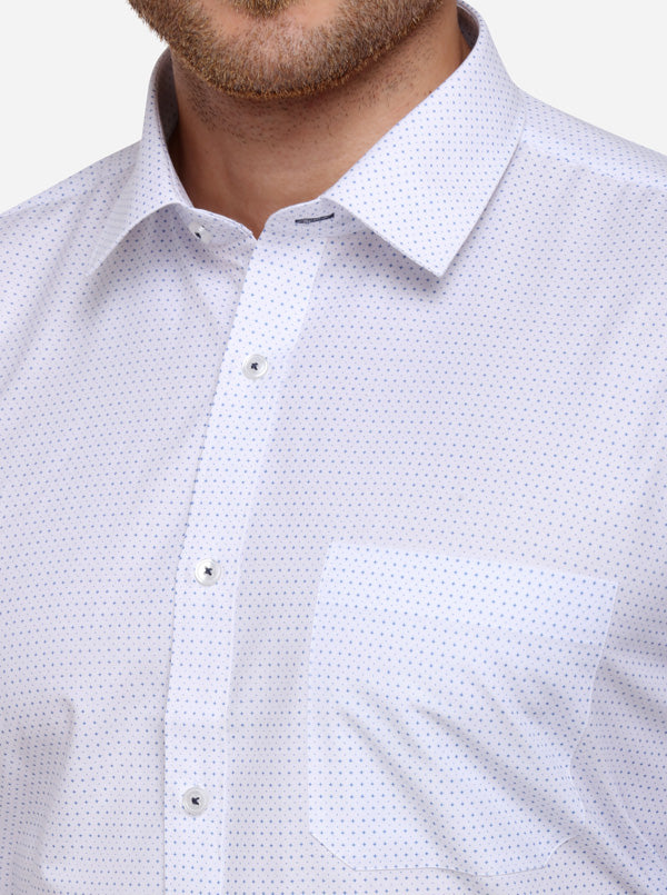 White Printed Regular Fit Formal Shirt | Greenfibre