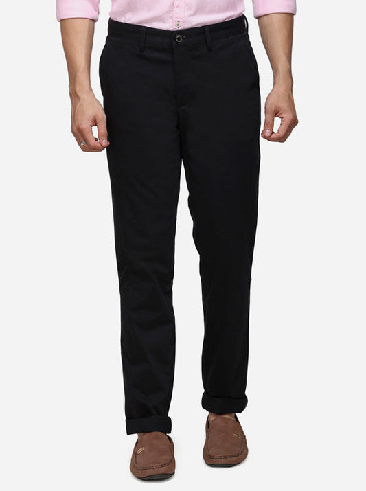 Black Solid Uno Fit Casual Trouser | JadeBlue Sport