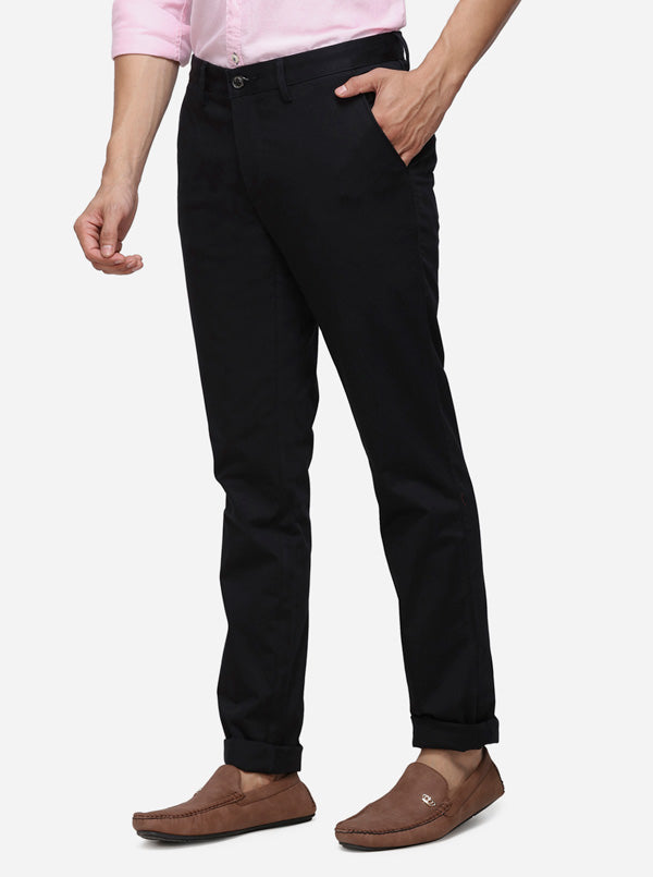 Black Solid Uno Fit Casual Trouser | JadeBlue Sport