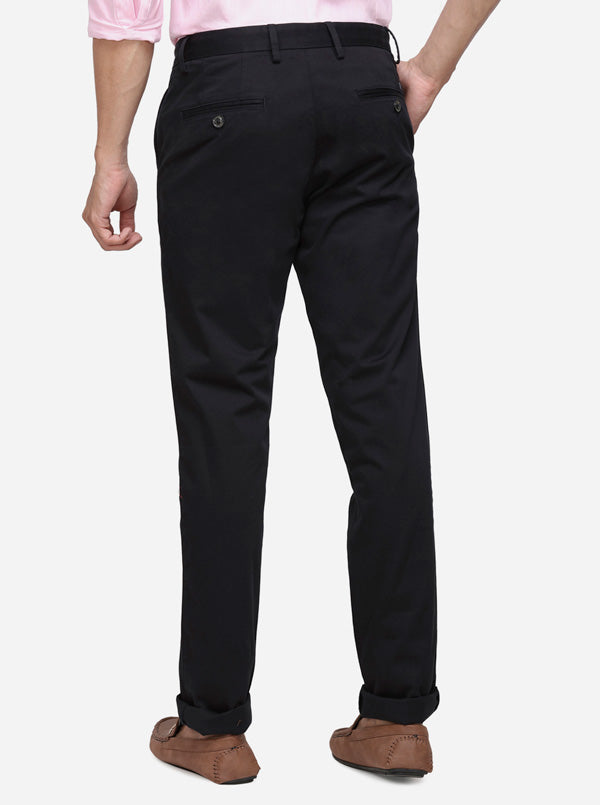 Black Solid Uno Fit Casual Trouser | JadeBlue Sport