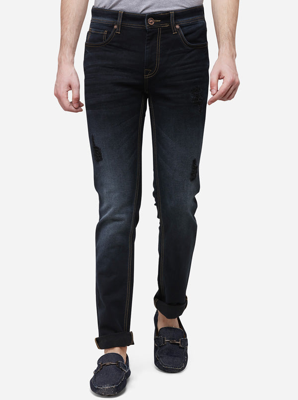 Orion Blue Solid Slim Fit Jeans | JB Sport