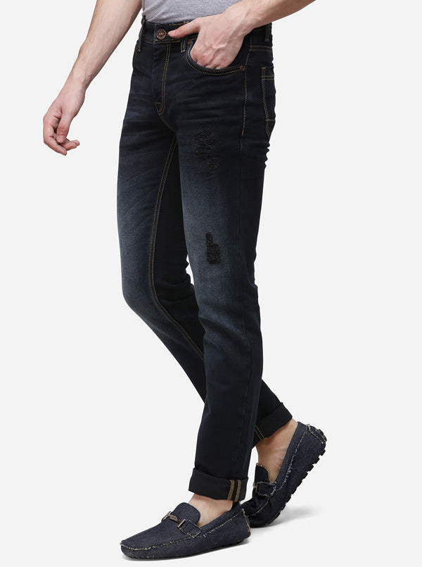 Orion Blue Solid Slim Fit Jeans | JB Sport