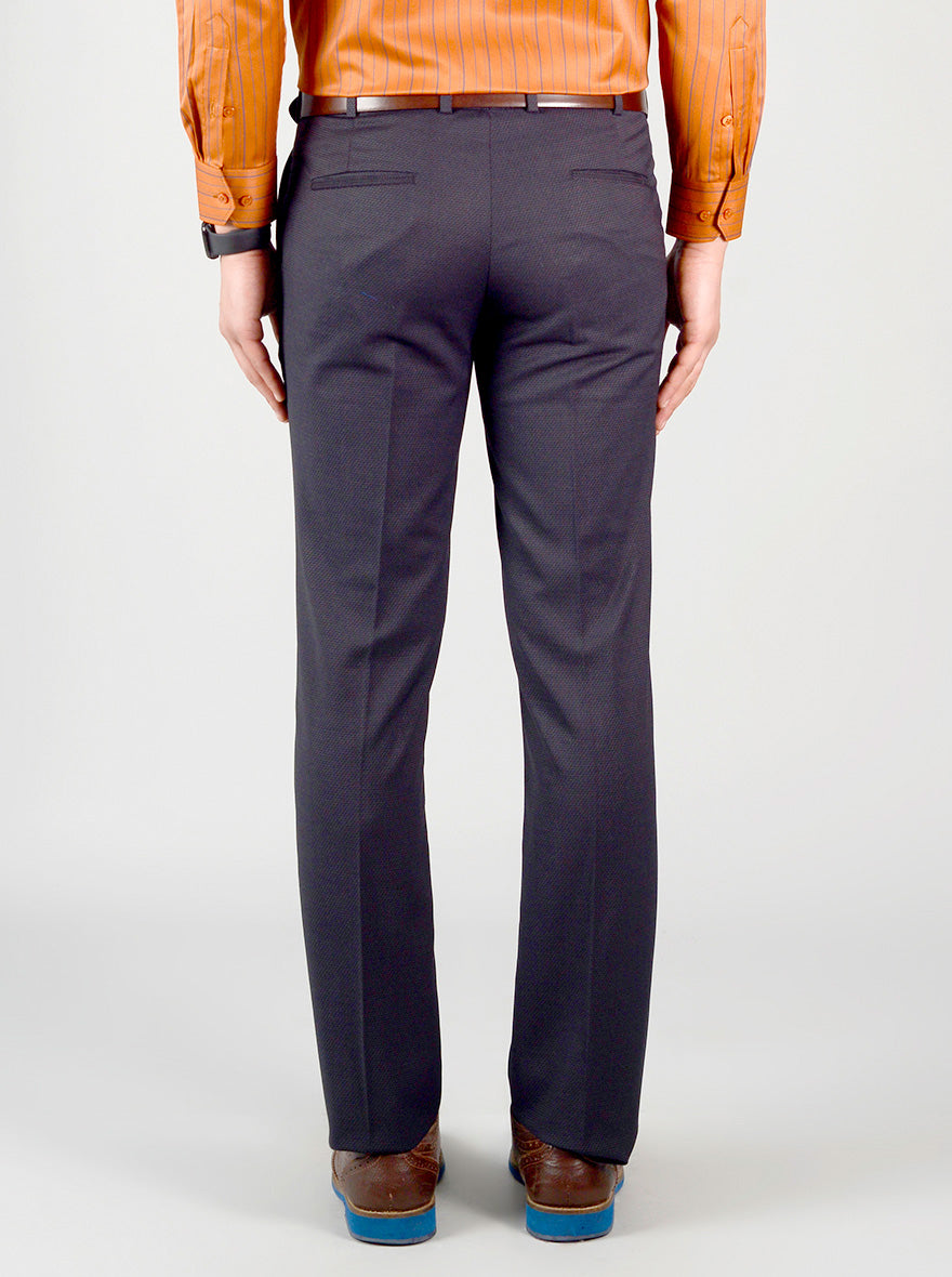 Dark Grey Self Design Slim Fit Formal Trouser | JB Studio