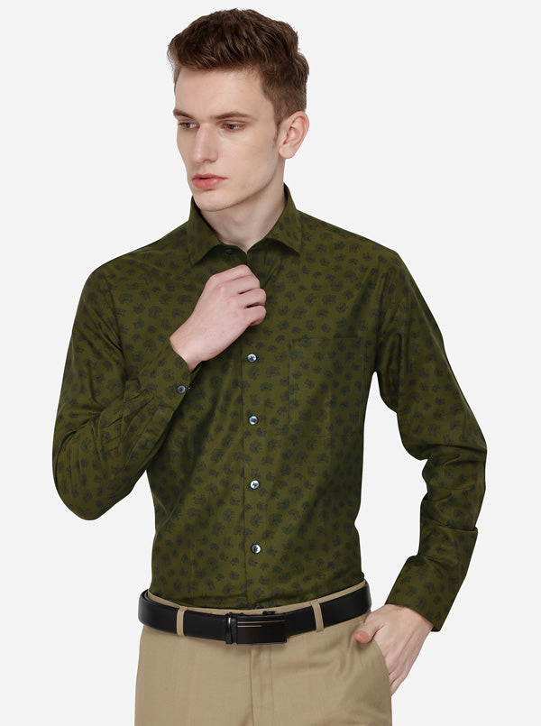 Blue Printed Slim Fit Formal Shirt | Metal