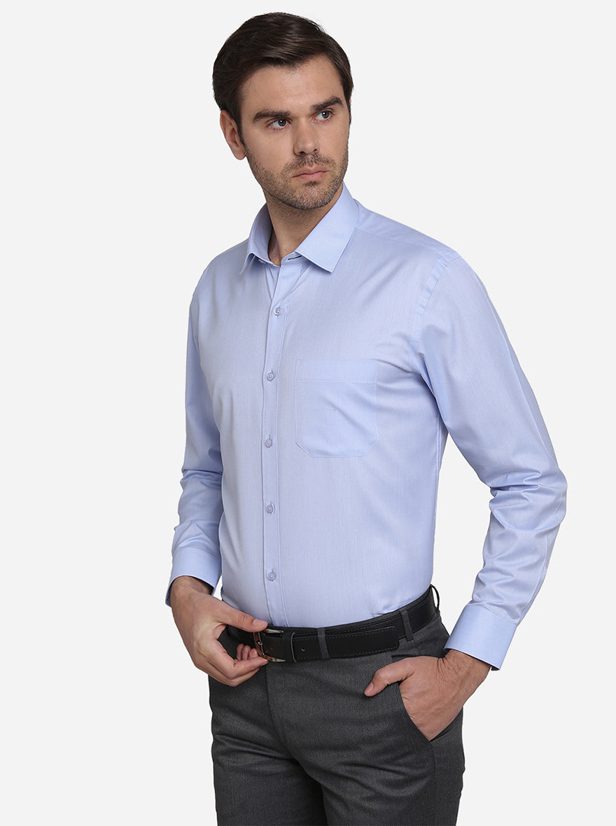 Sky Blue Dobby Regular Fit Formal Shirt | Greenfibre