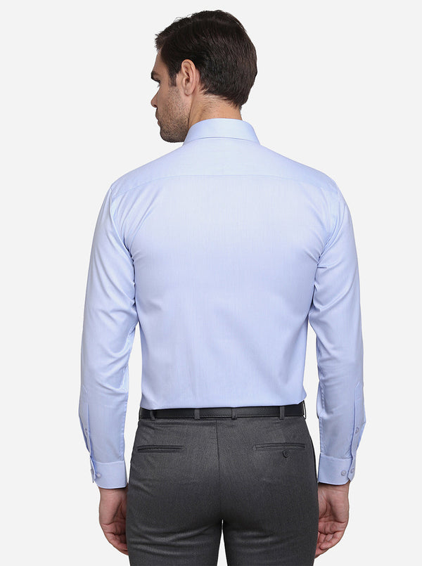 Sky Blue Dobby Regular Fit Formal Shirt | Greenfibre