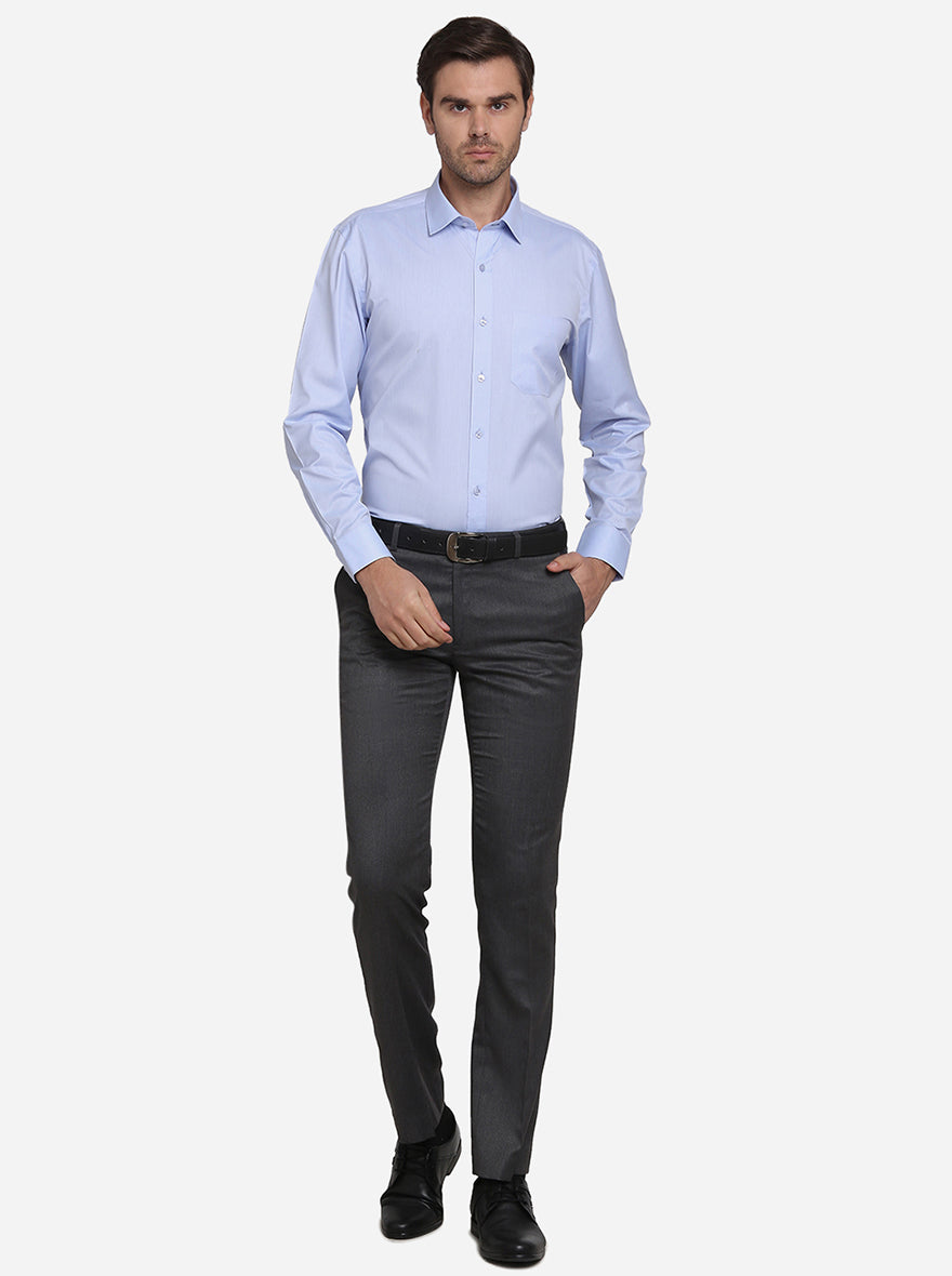 Sky Blue Dobby Regular Fit Formal Shirt | Greenfibre