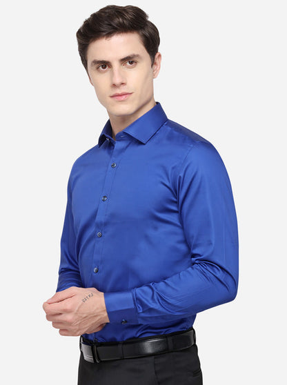 Royal Blue Solid Slim Fit Party Wear Shirt | Wyre