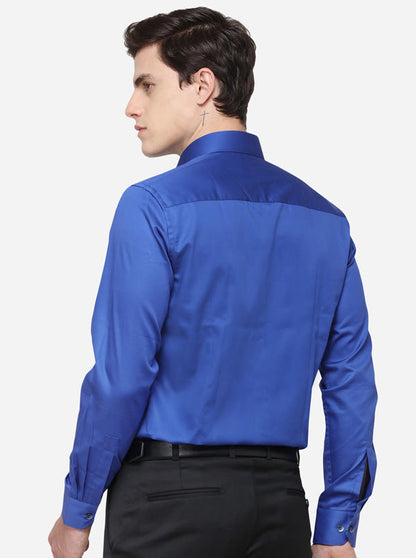 Royal Blue Solid Slim Fit Party Wear Shirt | Wyre