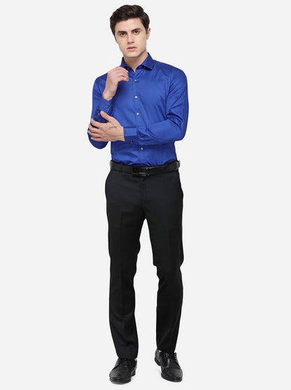 Royal Blue Solid Slim Fit Party Wear Shirt | Wyre