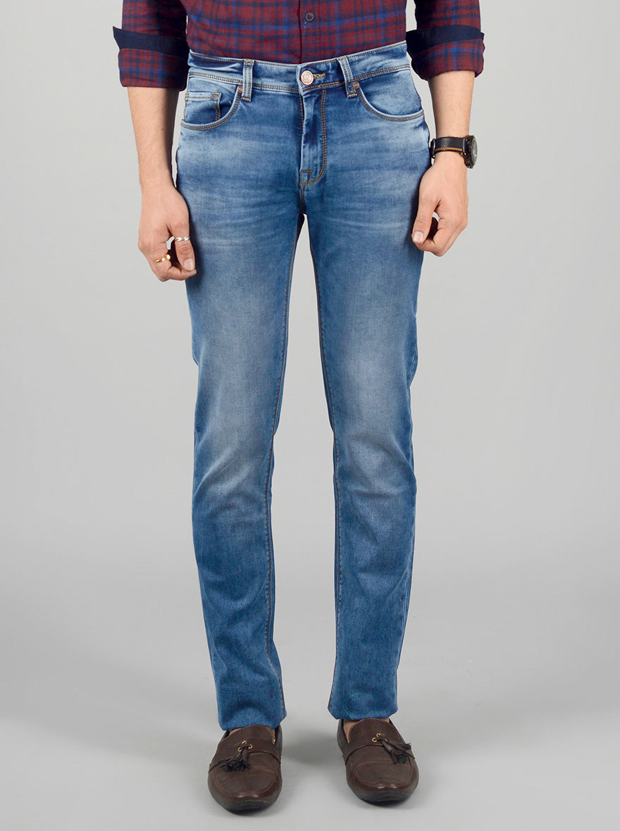 Dusty Blue Washed Slim Fit Jeans | JB Sport