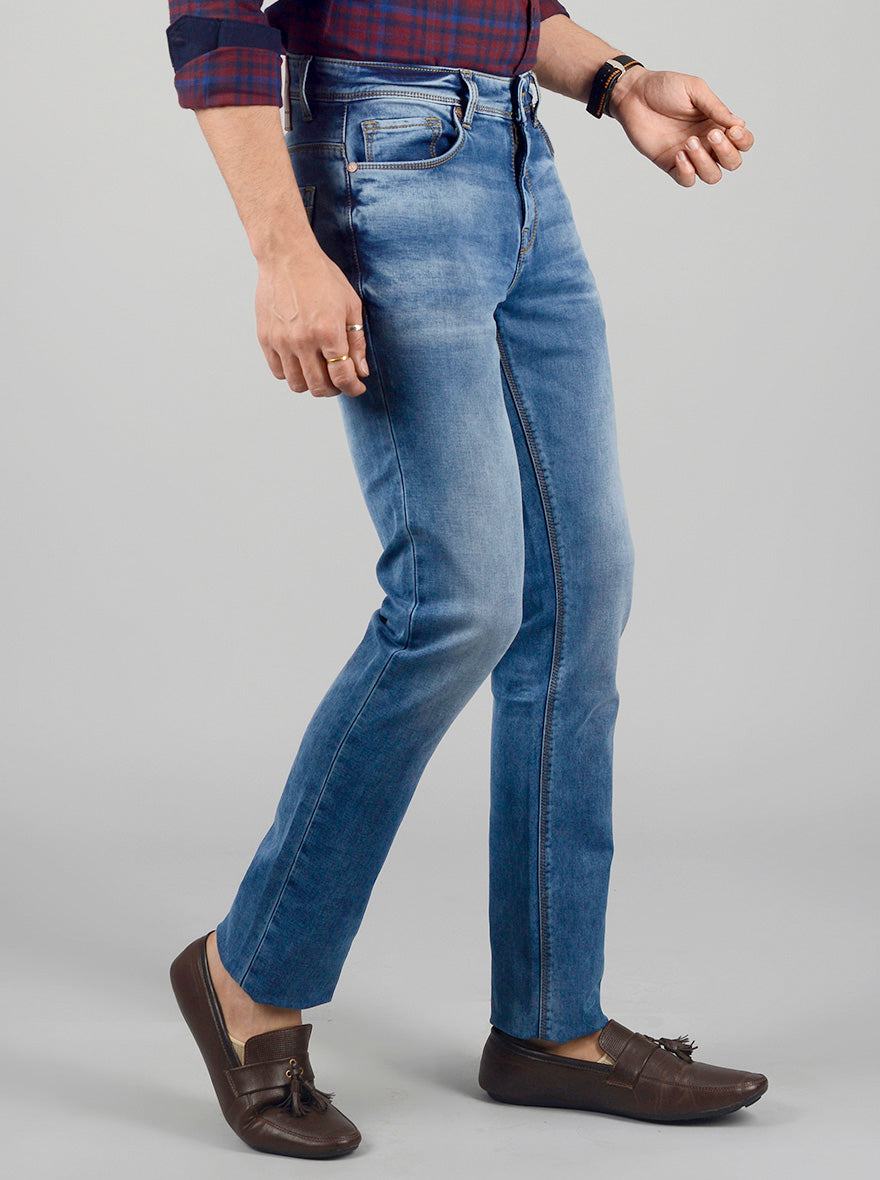 Dusty Blue Washed Slim Fit Jeans | JB Sport