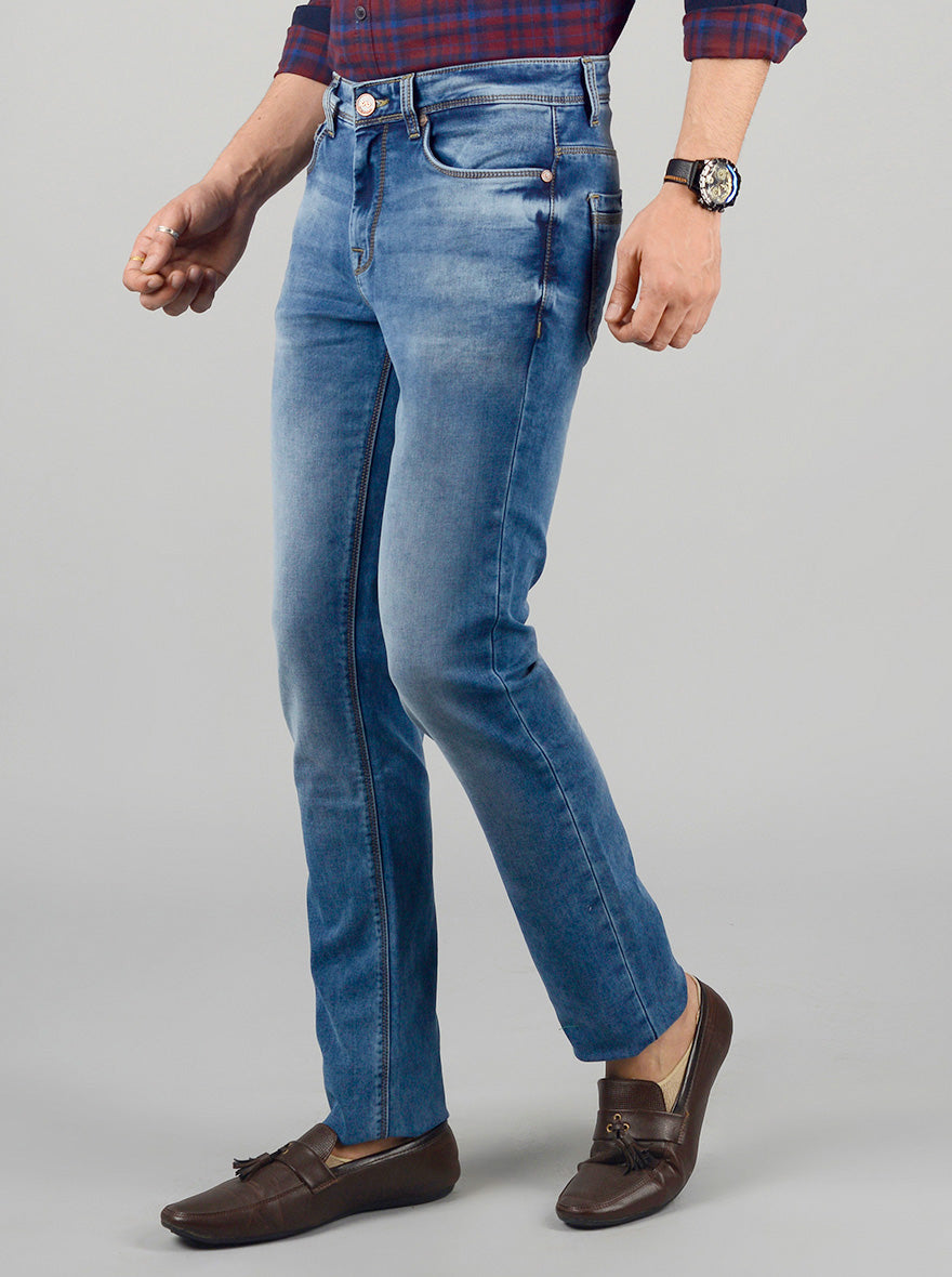 Dusty Blue Washed Slim Fit Jeans | JB Sport