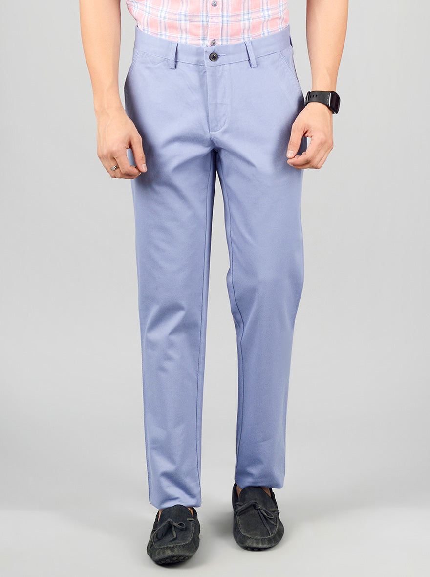 Dusk Blue Solid Slim Fit Casual Trouser | JB Sport