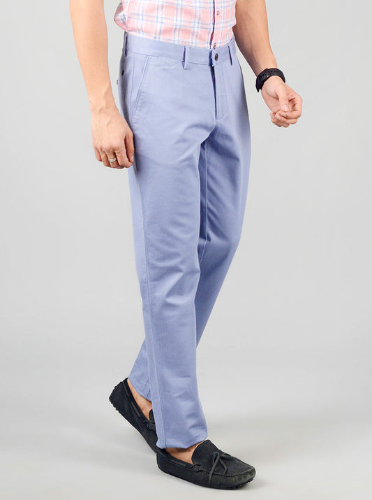 Dusk Blue Solid Slim Fit Casual Trouser | JB Sport