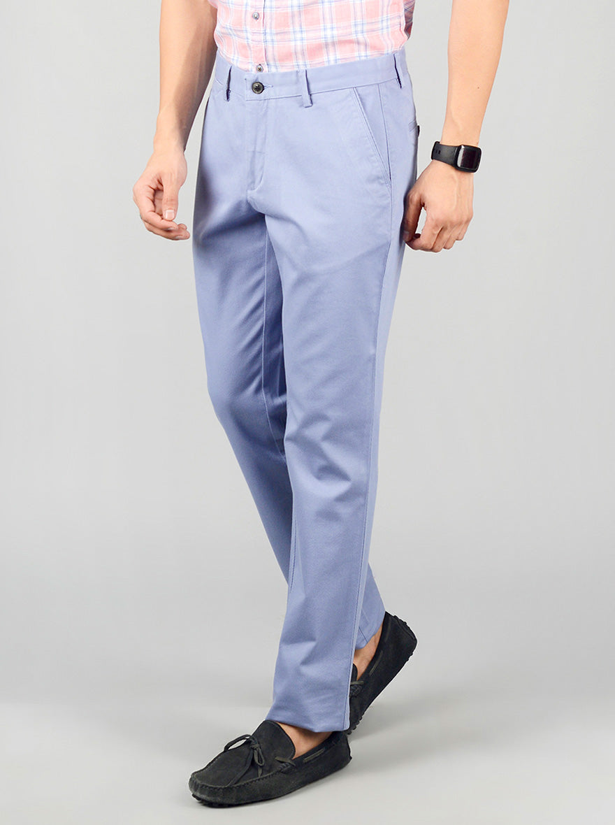 Dusk Blue Solid Slim Fit Casual Trouser | JB Sport