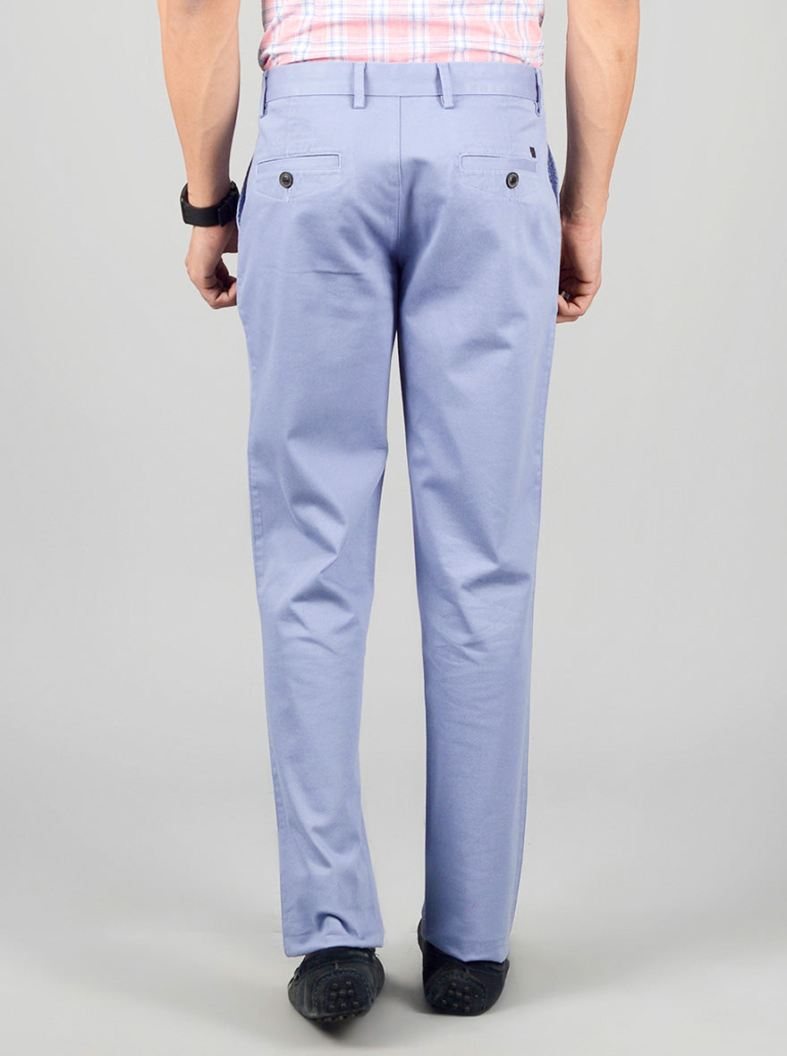 Dusk Blue Solid Slim Fit Casual Trouser | JB Sport