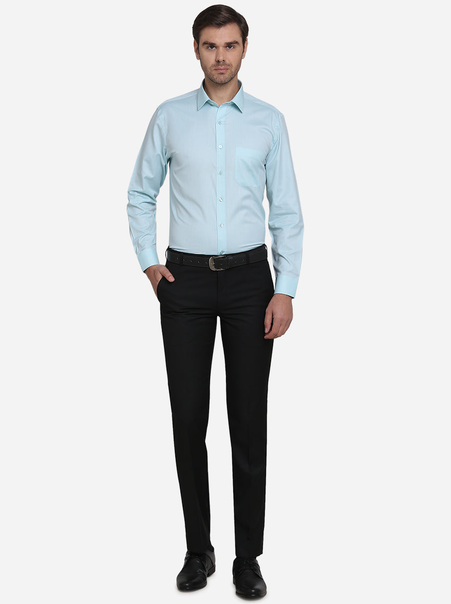 Aqua Blue Dobby Regular Fit Formal Shirt  | Greenfibre