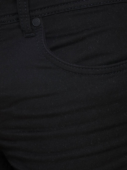 Jet Black Solid Slim Fit Jeans | JadeBlue Sport