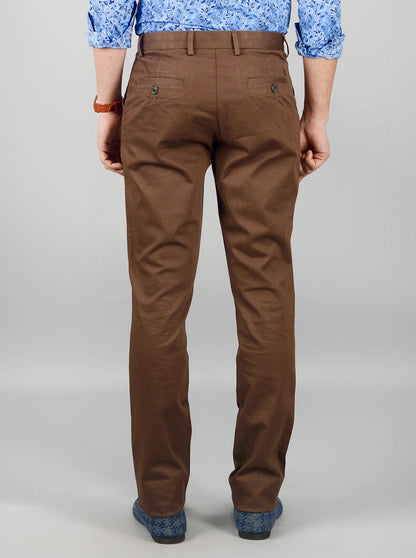 Brown Solid Slim Fit Casual Trouser | JB Sport