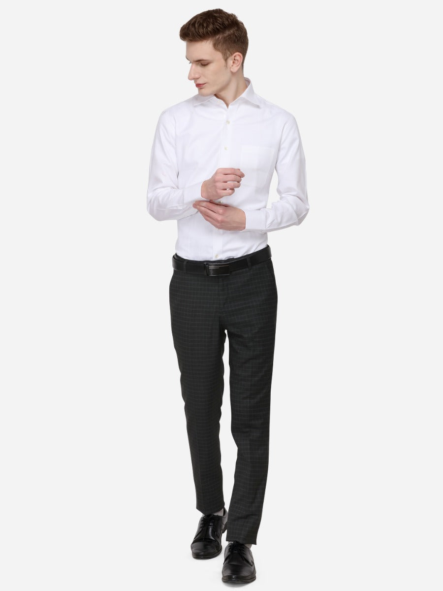 Black Super Slim Fit Checked Formal Trouser | Greenfibre