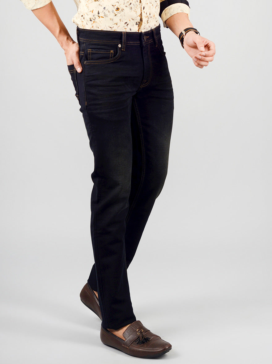 Phantom Black Solid Slim Fit Jeans | JB Sport