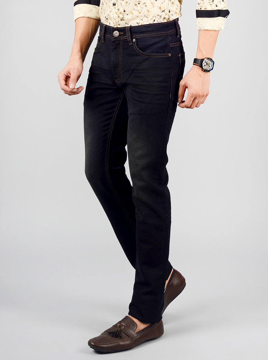 Phantom Black Solid Slim Fit Jeans | JB Sport