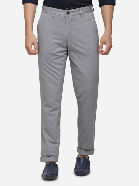 Light Grey Solid Uno Fit Casual Trouser | JadeBlue Sport