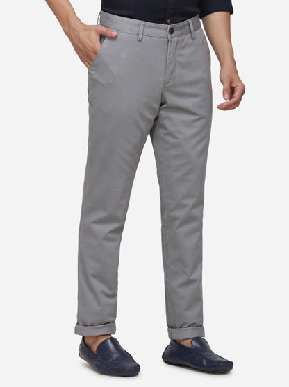 Light Grey Solid Uno Fit Casual Trouser | JadeBlue Sport