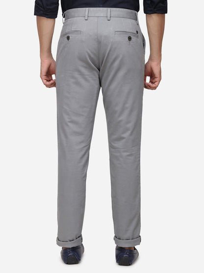 Light Grey Solid Uno Fit Casual Trouser | JadeBlue Sport