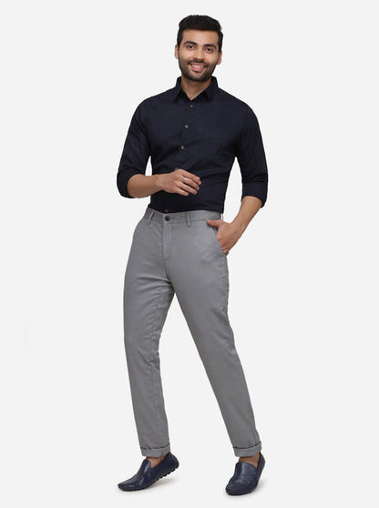 Light Grey Solid Uno Fit Casual Trouser | JadeBlue Sport