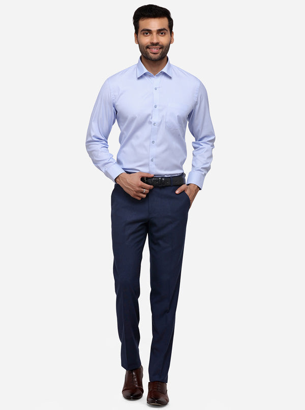 Light Blue Solid Regular Fit Formal Shirt | Greenfibre