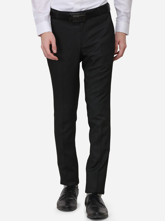 Black Solid Super Slim Fit Formal Trouser | Greenfibre