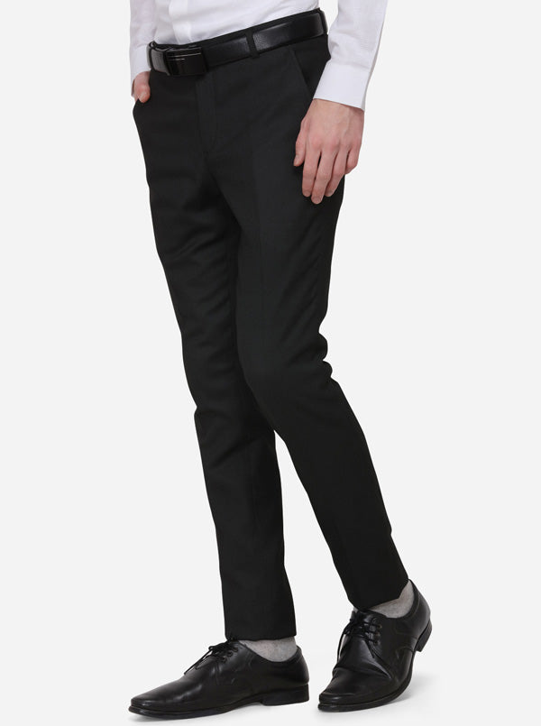 Black Solid Super Slim Fit Formal Trouser | Greenfibre