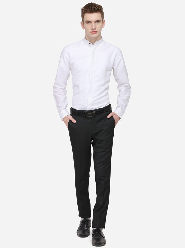 Black Solid Super Slim Fit Formal Trouser | Greenfibre