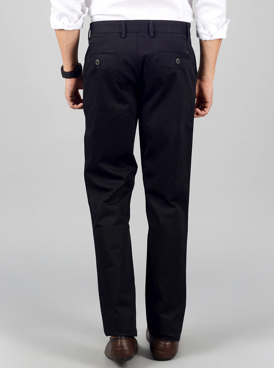 Black Solid Slim Fit Casual Trouser | JB Sport