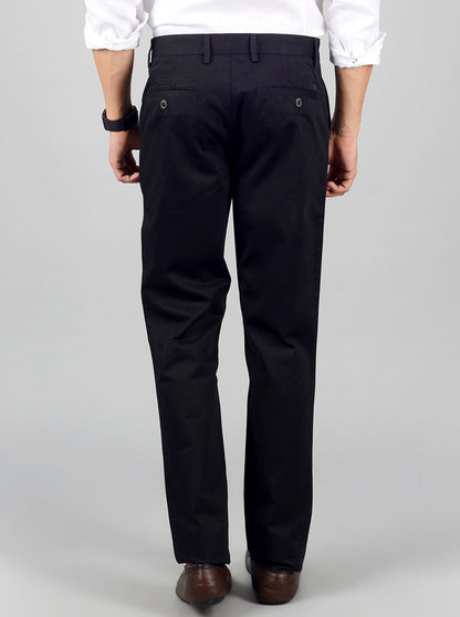 Black Solid Slim Fit Casual Trouser | JB Sport