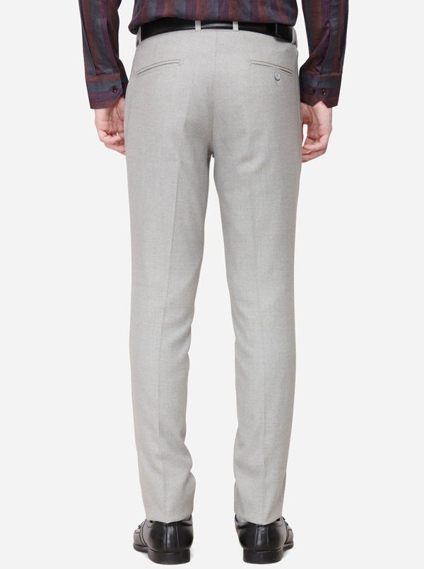 Light Grey Solid Super Slim Fit Formal Trouser | Greenfibre