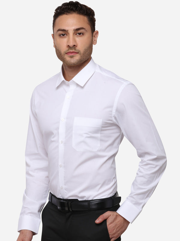 White Solid Slim Fit Formal Shirt | Greenfibre