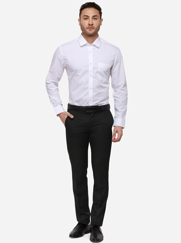 White Solid Slim Fit Formal Shirt | Greenfibre