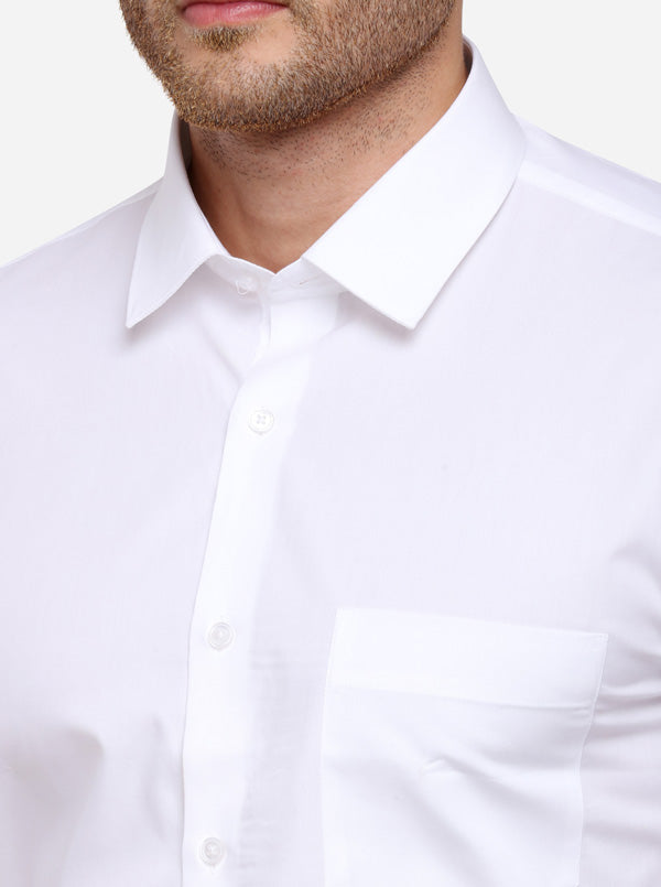 White Solid Slim Fit Formal Shirt | Greenfibre